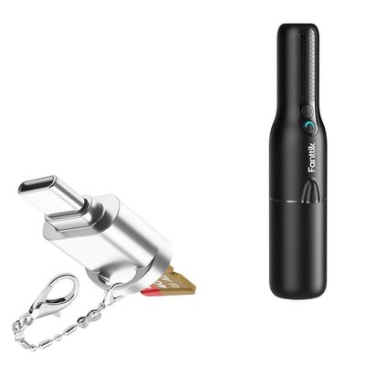 BoxWave Adapter Compatible with Fanttik Slim V7 - Micro SD Card miniReader, USB Type-C OTG Reader USB3.0 Adapter Keychain - Metallic Silver