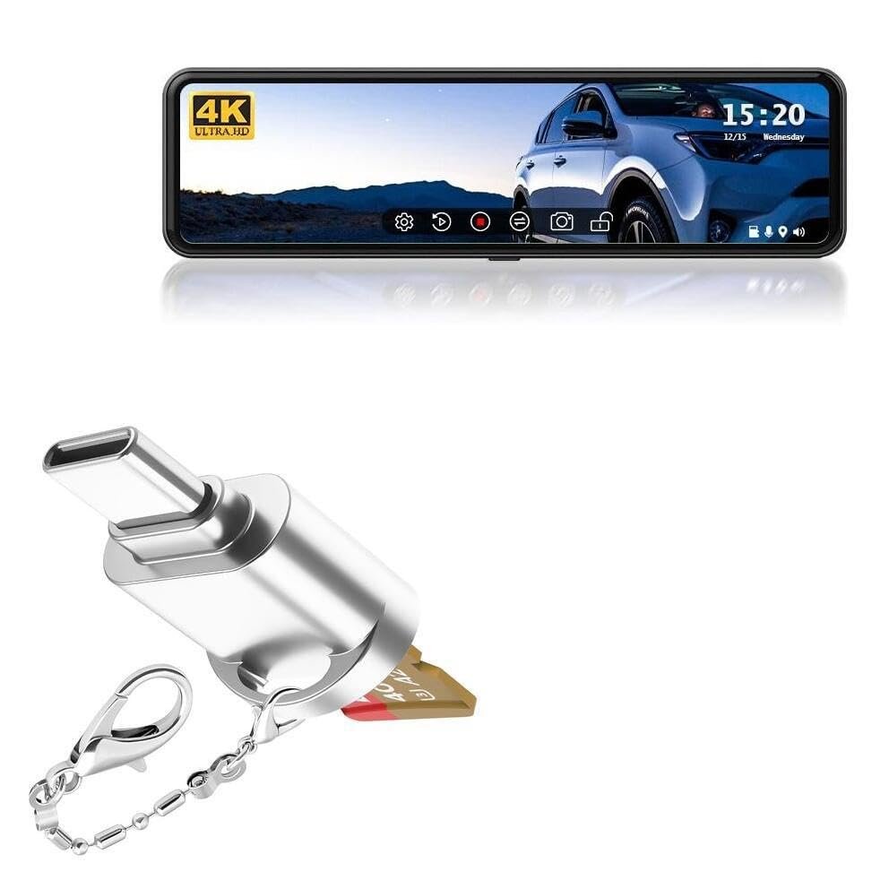 BoxWave Adapter Compatible with Redtiger T7000 - Micro SD Card miniReader, USB Type-C OTG Reader USB3.0 Adapter Keychain - Metallic Silver