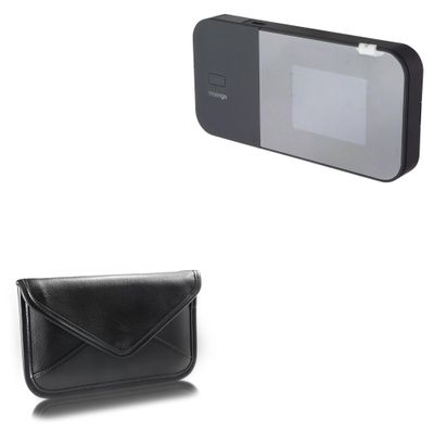 BoxWave Case Compatible with Inseego MiFi X PRO 5G UW - Elite Leather Messenger Pouch, Synthetic Leather Cover Case Envelope Design - Jet Black