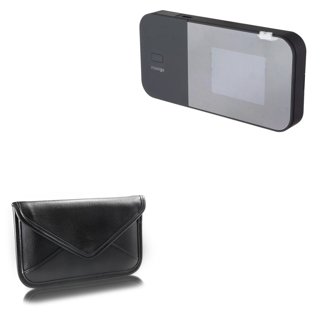 BoxWave Case Compatible with Inseego MiFi X PRO 5G UW - Elite Leather Messenger Pouch, Synthetic Leather Cover Case Envelope Design - Jet Black