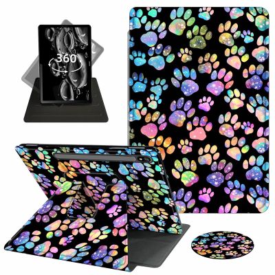 ACWDMKH Case for Samsung Galaxy Tab S7 FE 2021 / S8 Plus 2022 / S7 Plus 2020 12.4 Inch Case,360 Degree Rotating Swivel PU Leather Stand Flip Folio Cover with Auto Wake/Sleep,Glitter Footprint