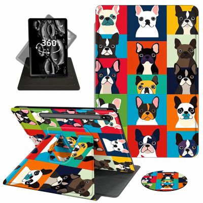 ACWDMKH Case for Samsung Galaxy Tab S7 FE 2021 / S8 Plus 2022 / S7 Plus 2020 12.4 Inch Case,360 Degree Rotating Swivel PU Leather Stand Flip Folio Cover with Auto Wake/Sleep,Cartoon Colorful Dog
