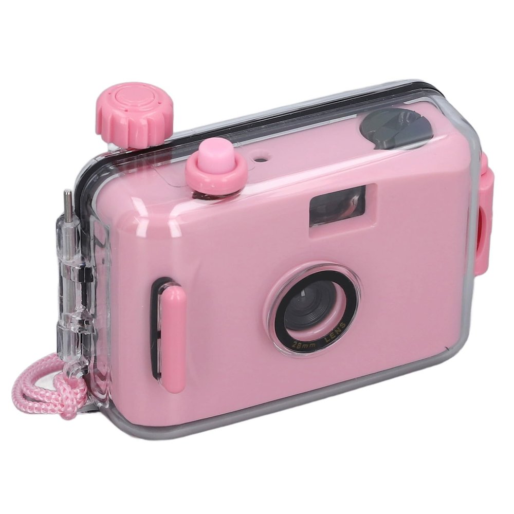 35mm Reusable Film Camera Snorkeling Shutter Speed 1/100s F/9 28MM Lens for Outdoor Adventures (Light Pink)