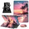 ACWDMKH Case for Samsung Galaxy Tab S7 FE 2021 / S8 Plus 2022 / S7 Plus 2020 12.4 Inch Case,360 Degree Rotating Swivel PU Leather Stand Flip Folio Cover with Auto Wake/Sleep,Pink Beach Sunset view 1