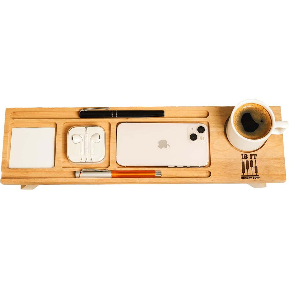 asrincodesigns Personalized Wooden Desk Organizer for Trader, Trading Room Decor, Desk Decor, Custom Laptop Stand, Investor Gift, Entrepreneur Gift, Crypto