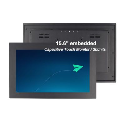 15.6 Inch Industrial 10-Point Touch Monitor Open Frame, HDMI/VGA/DVI Interface, Built-in Speakers, Capacitive Touch Screen Technology Metal Frame (Touchscreen, 15.6)