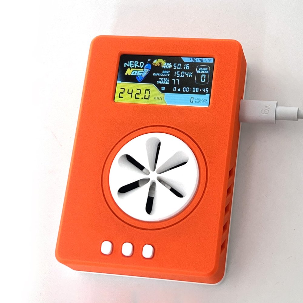 NerdMiner Nerdnos One - 200GH/s 8W Bitcoin ASIC Miner, SHA-256 Algorithm, Low Power Consumption, WiFi Enabled, 90-Days Warranty, USB-C Cable