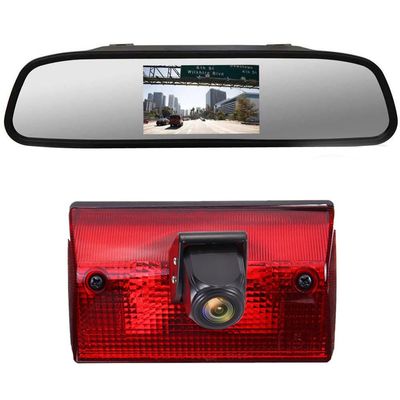 18mm HD Night Vision Car Third Roof Top Mount Brake Light 3 Rear View Camera Parking Safety Assistant, for Benz Sprinter W901 W902 W903 W904 1996-2006 (with 4.3-inch Rearview Mirror)