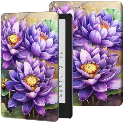 GFRGTFHYT Case for 6.8" Kindle Paperwhite (11th Generation-2021) and Kindle Paperwhite Signature Edition Slim Smart Cover with Auto Wake/Sleep for Kindle Paperwhite 2021 E-Reader,Purple Lotus