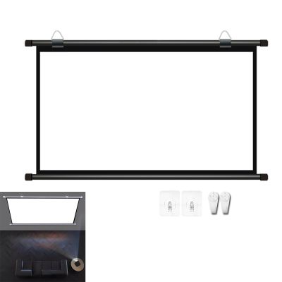 40" 50" 60" 72" Projection Screen 4:3/16:9 Portable Projector Movies Screen, Home Theater Projection Screen Manual Projector Screen, HD 4K Pull Down Movie Screen For Indoor Outdoor(Black 16:9,60in)