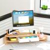 Elitix Corner Monitor Stand Laptop Computer Stand with Drawers and Lock, Desktop Storage Monitor Riser Organizer, Flat Screen Lifting Bracket Save Space, Desk Screen Holder(Light Brown) view 2