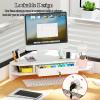 Elitix Corner Monitor Stand Laptop Computer Stand with Drawers and Lock, Desktop Storage Monitor Riser Organizer, Flat Screen Lifting Bracket Save Space, Desk Screen Holder(Light Brown) view 3