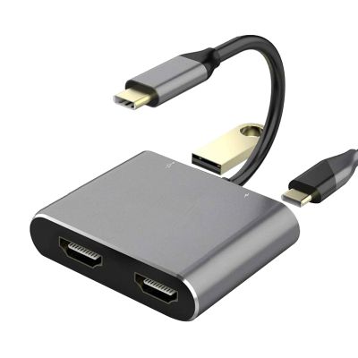 ZIRANU Two HDMI2.0 USB C Hubs 4K Display Docking Station with Power Delivery Fast Charging and USB3.0 Port for Laptops