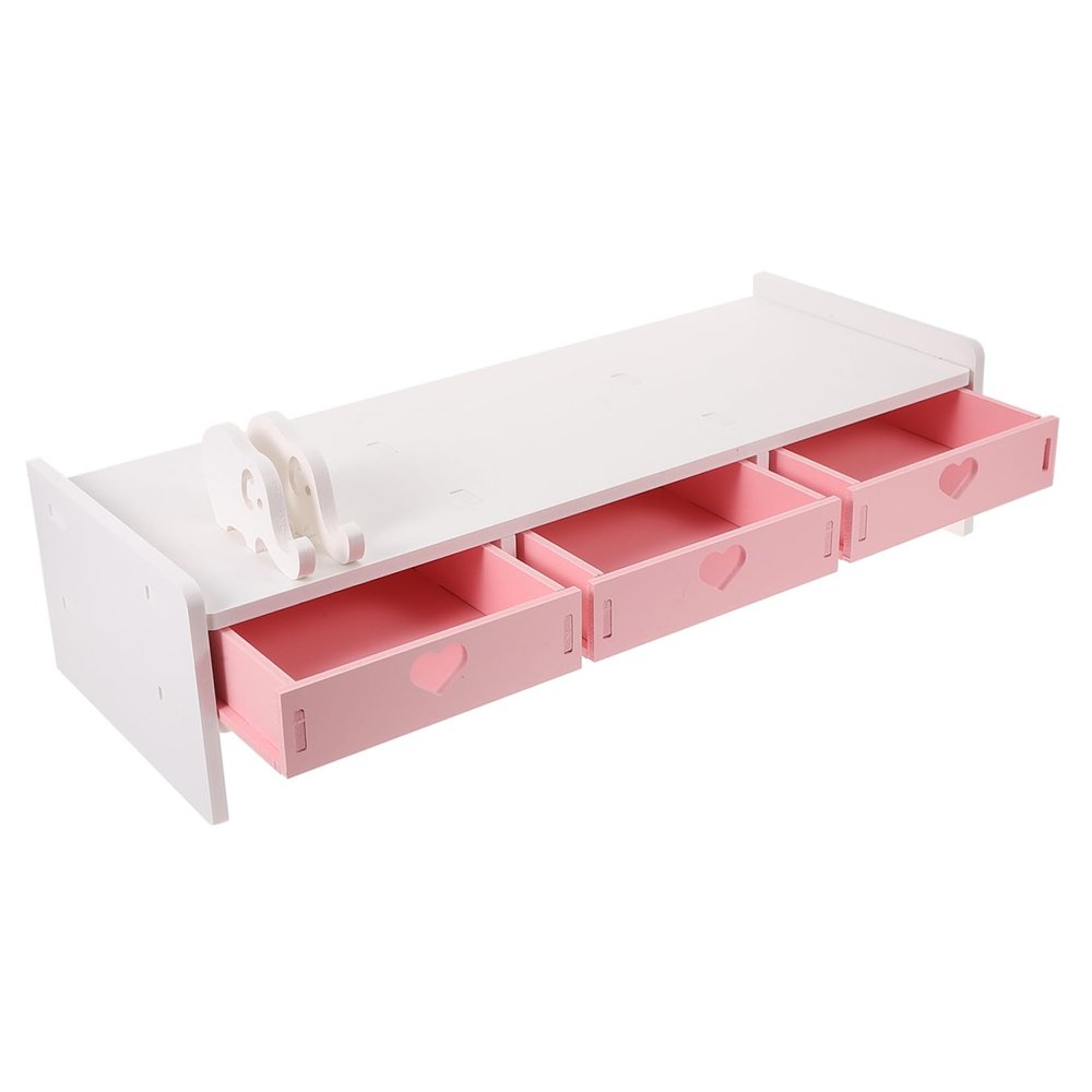 SECFOU Monitor Riser Drawer Increase The Elevated Computer Monitor Stand White Desktop Stand