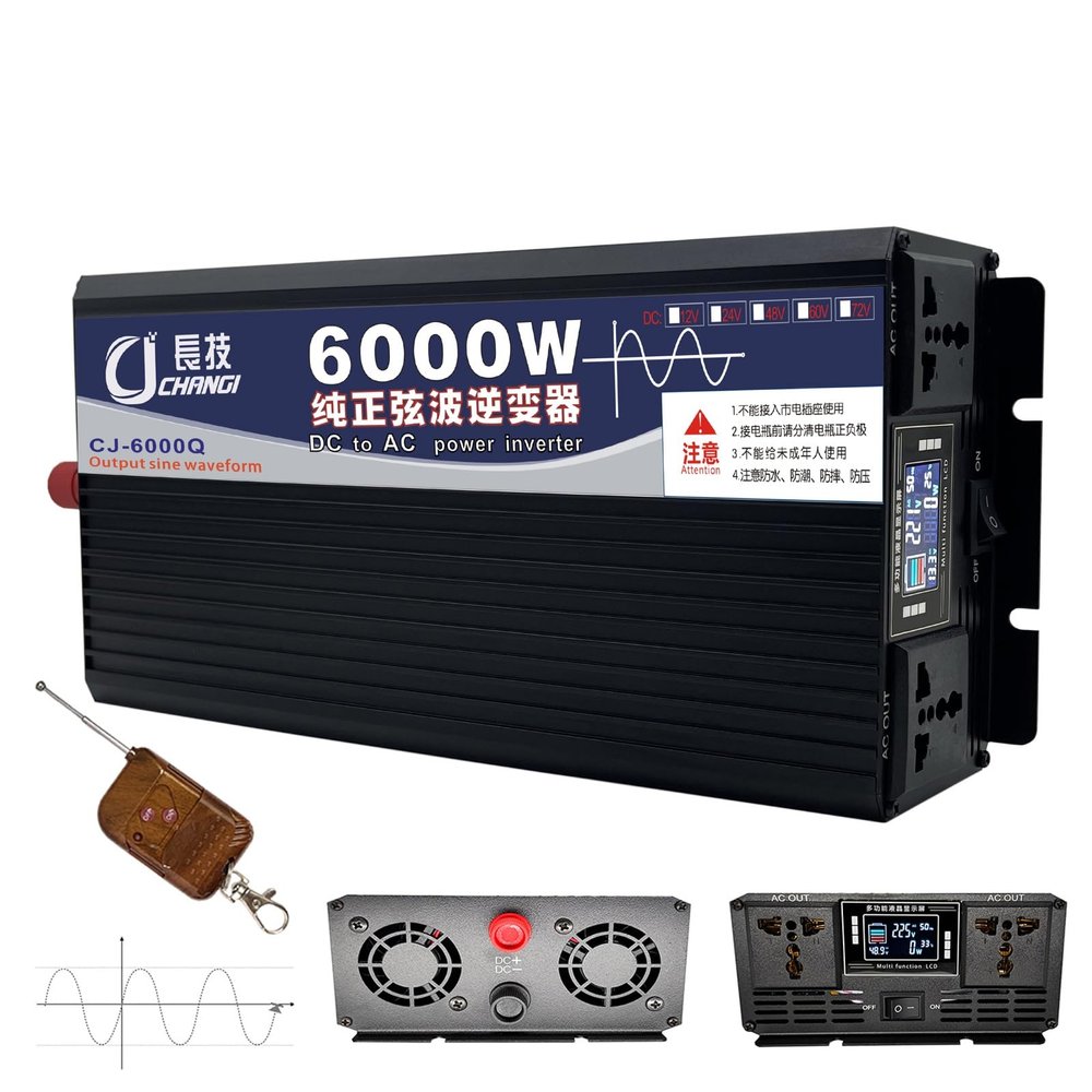 Pure Sine Wave Inverter 3500W/5000W/6000W/8000W/10000W/12000W Solar Power Inverter 12V 24V 48V 60V 72V DC to 110V 120V 220V 230V 240V AC Car Voltage Converter Transformer for Home RV Truck Camping(600