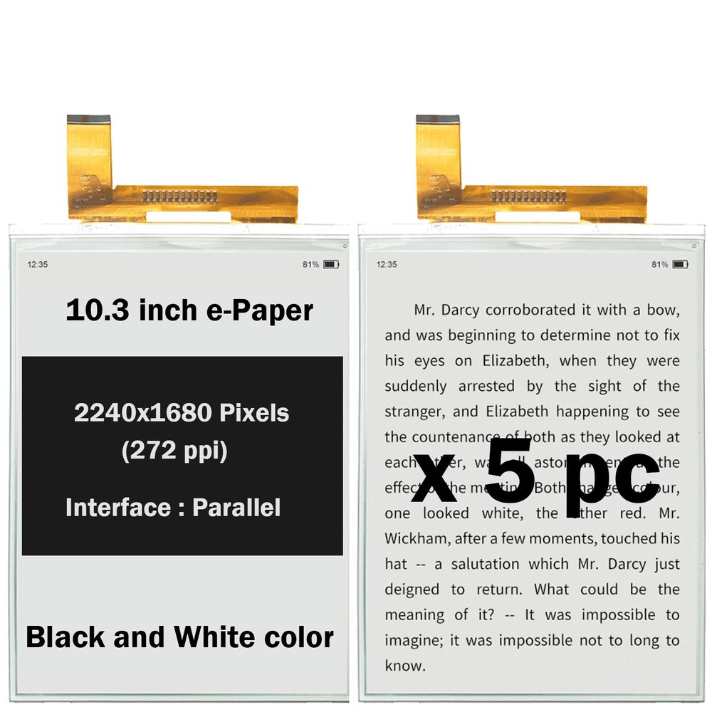 10.3 inch E-Paper Screen, Display Module, 2 Colors Electronic Ink Paper, Black+White (x5 pc)