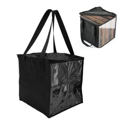 Record Storage Bag, 12 Inch Clear Record Storage Bag Holds up to 50 Albums, Protective CD Record Holder with Handle for Travel, Organizer