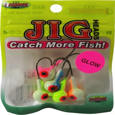 K&E STOPPER LURES JIG Heads / 1/4 OZ/Glow Assorted Colors 5PK