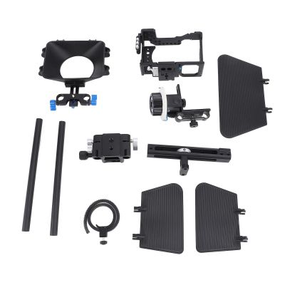 Akozon Aluminum Alloy Camera Cage Kit with Follow Focus Matte Box for A6300 Camera