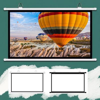 LIVCHLOE Portable 40'' 50'' 60'' Projector Screen Pull Down Projector Screen Retractable Ceiling Wall Mount Screen for Home Theater Meeting Room Indoor Outdoor, Easy to Roll Up(White,40inch16:9)