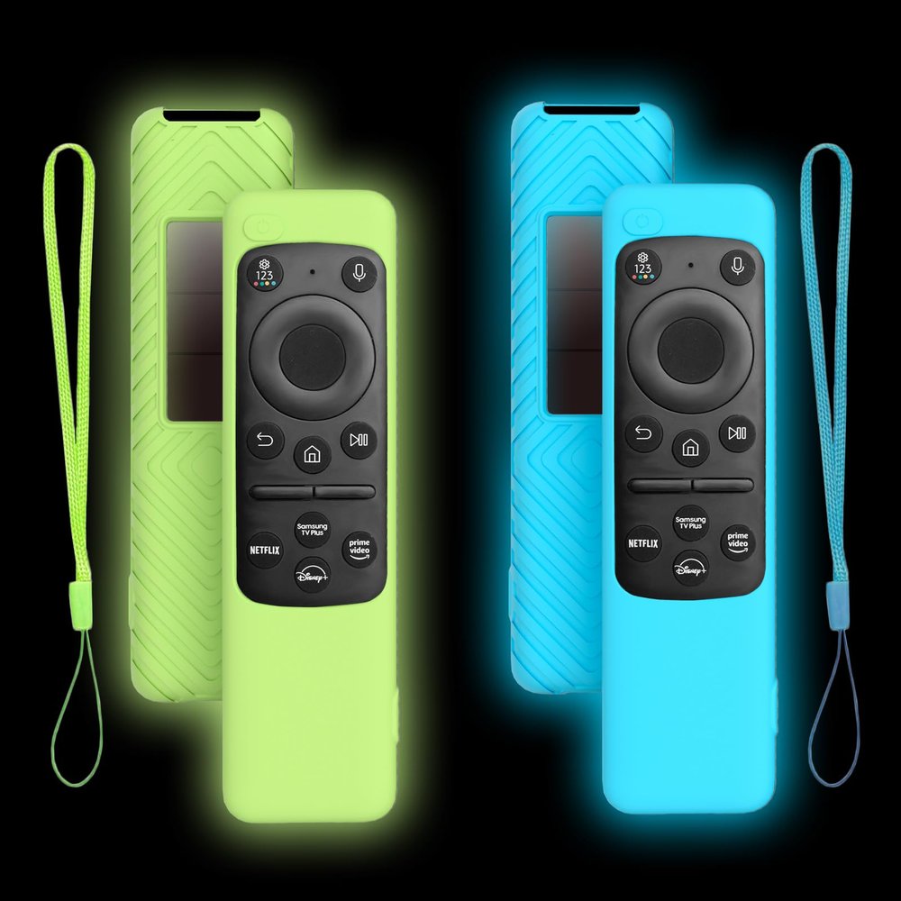 2 Pack for Samsung Remote Covers 2023 New BN59-01432J BN59-01432A BN59-01432 Smart TV Solar Panel Remote Green Cover Protector (Glow Green + Glow Blue)