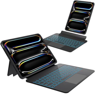 Otuoor iPad Pro 13 Inch Case 2024 with Keyboard, Magnetic Detachable Keyboard Case for iPad Pro 13 Inch (M4, 2024) with 7 Colors Backlight, Multi-Touch Trackpad, Portrait/Landscape Mode (Black)