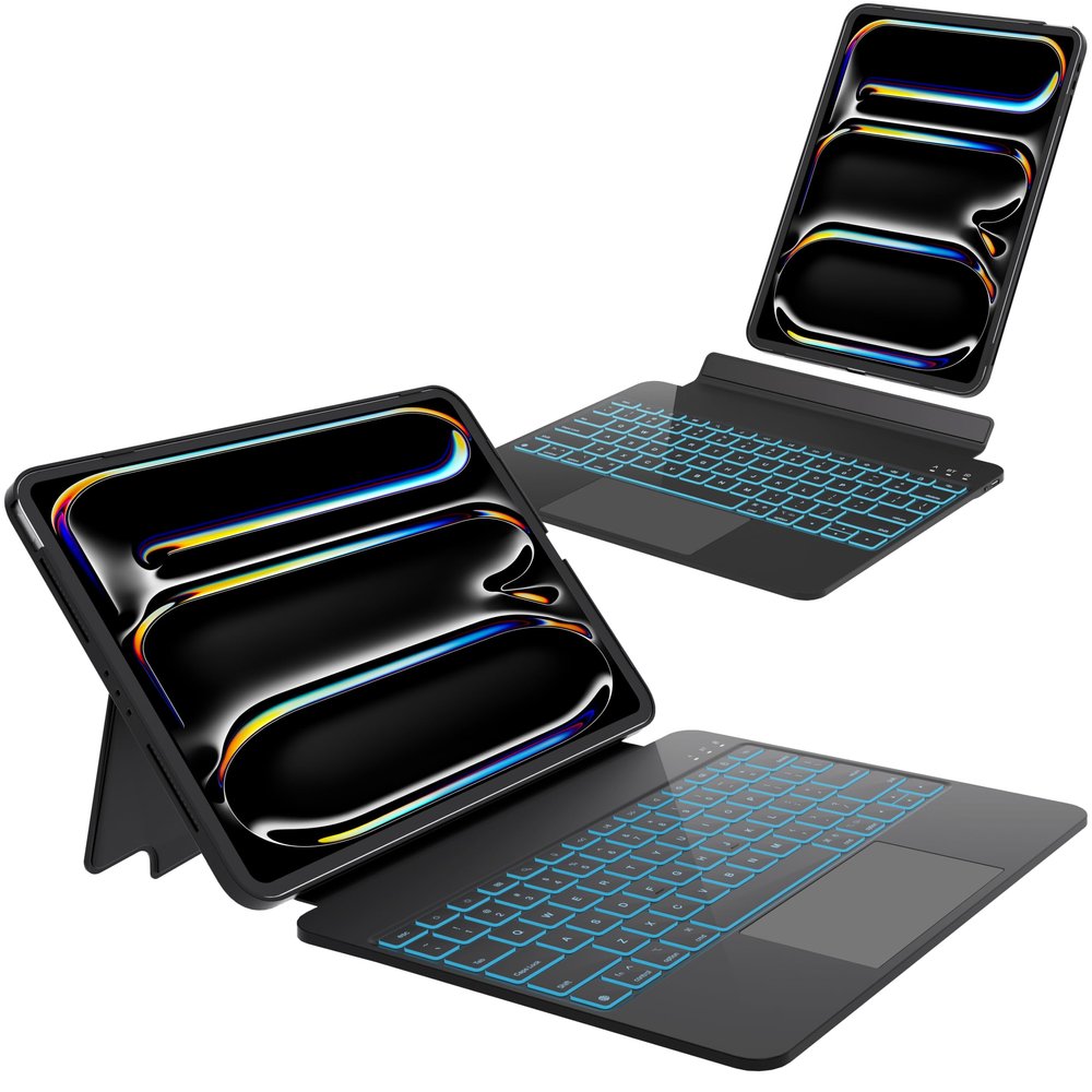 Otuoor iPad Pro 13 Inch Case 2024 with Keyboard, Magnetic Detachable Keyboard Case for iPad Pro 13 Inch (M4, 2024) with 7 Colors Backlight, Multi-Touch Trackpad, Portrait/Landscape Mode (Black)