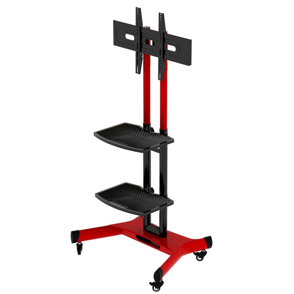 HOYOC Universal Floor TV Stand Base for 3280 inch TVs, TV Stand with Swivel Height Adjustable Mount and with Tilt Space Saving Base Max VESA 600x400mm Perfect for Storage,Red