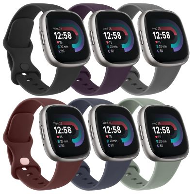 Vancle Bands for Fitbit Versa 4 / Versa 3 Bands, Fitbit Sense 2 / Sense Bands Women Men[6 Pack], Classic Soft Sport Replacement Strap for Fitbit Sense 2 / Versa 4 Smart Watch (Black + Navy Blue + Dark Gray + Dark Purple + Burgundy + Pine Green, Small