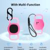 2pack Case for Tile by Life360 Sticker(2024),NOUKAJU Small Bluetooth Tracker Silicone Protective Cover(with Carabiner + Lanyard) Drop-Proof,Protective Case for Tile Sticker 2024 Glow at Night(Pink) view 2