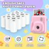 Kids Camera with 4 Roll +Extra 12 Roll Print Photos, Dual-Lens 48MP Digital Camera for Christmas Birthday Gifts, 1080P Selfie Instant Print Cameras for Kids with 32GB Card-Pink Cmaera view 3