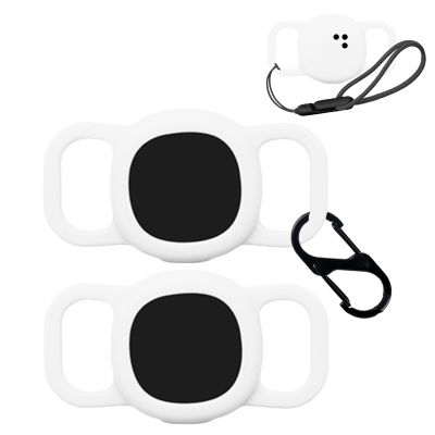 2pack Case for Tile by Life360 Sticker(2024),NOUKAJU Silicone Protective Cover(with Carabiner + Lanyard) Drop-Proof,Protective Case for Tile Sticker 2024 Small Bluetooth Tracker(White)
