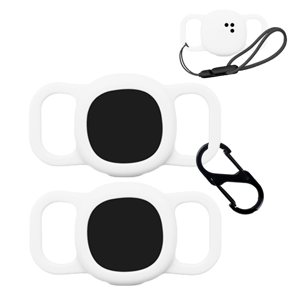 2pack Case for Tile by Life360 Sticker(2024),NOUKAJU Silicone Protective Cover(with Carabiner + Lanyard) Drop-Proof,Protective Case for Tile Sticker 2024 Small Bluetooth Tracker(White)