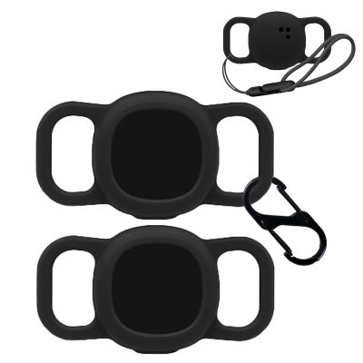 2pack Case for Tile by Life360 Sticker(2024),NOUKAJU Silicone Protective Cover(with Carabiner + Lanyard) Drop-Proof,Protective Case for Tile Sticker 2024 Small Bluetooth Tracker(Black)