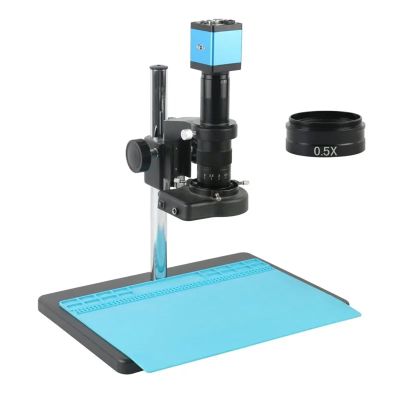 1080P 2K 48MP 4K HDMI USB VGA Industrial Zoom 180X 300X Video Microscope Camera 0.5X Lens for Accurate PCB Watch Phone Soldering (14MP HDMI VGA,500X)