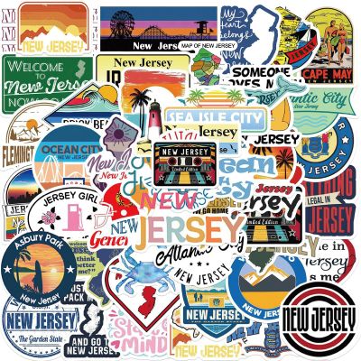100PCS New Jersey Aesthetic Stickers PackNew Jersey Waterproof Vinyl Decals for Water Bottles Laptop Luggage Cup Mobile Phone Computer Skateboard Refrigerator Wardrobe Guitar Car Motorcycle Bike