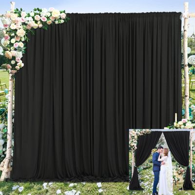 10x15ft Black Backdrop Curtains for Parties, Wrinkle Free Photo Backdrop Curtain Drapes with Rod Pockets for Wedding Baby Showers Photobooth Stages Decorations 5ftx15ft,2 Panels