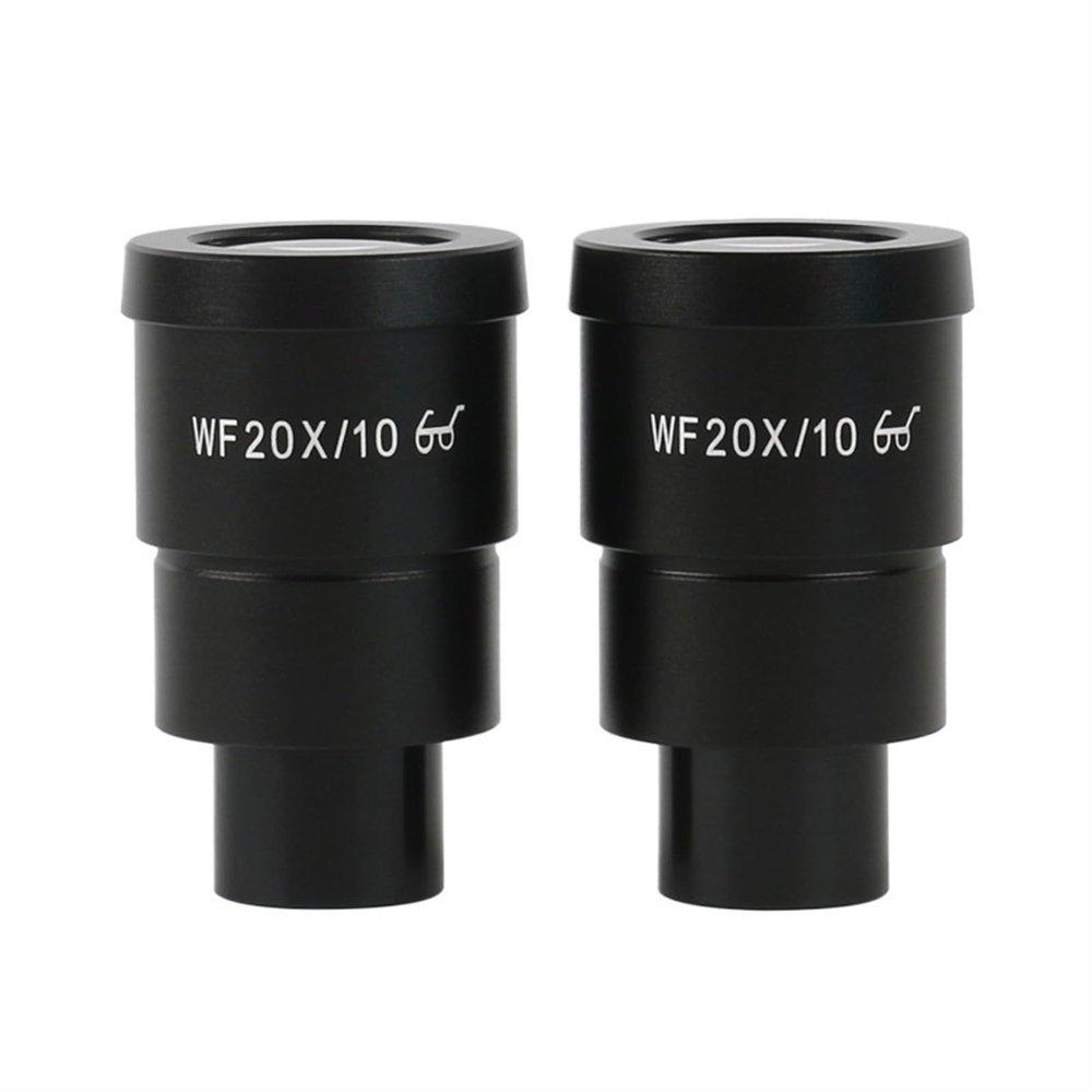 LIUZHENZHEN One Pair WF10X WF15X WF20X WF25X WF30X Eyepiece for Stereo Microscope Wide Field 20mm 15mm 10mm 9mm WF10X/20 High Eye-Point(WF20X-10)