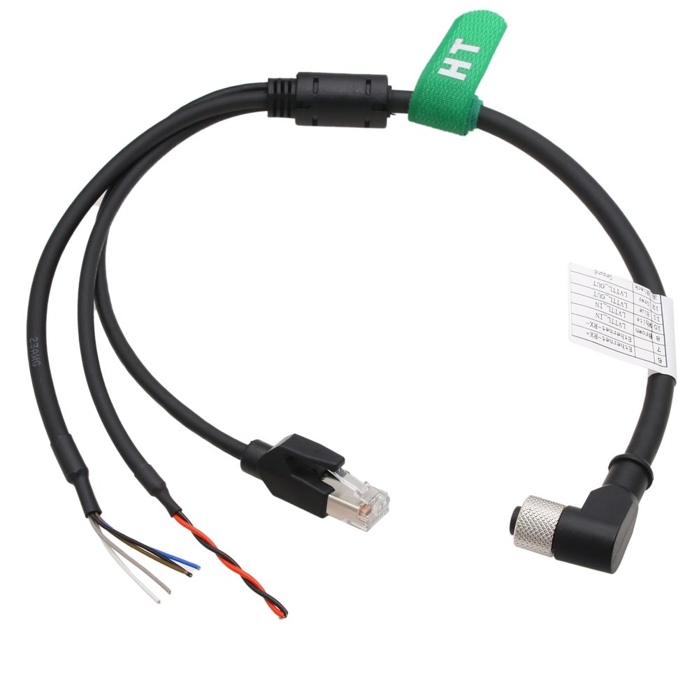 HangTon Cable for DJI Livox Mid-360 LiDAR Sensor Power Network Ethernet to Computer Debug, M12 Aviation Connector 12 Pin Female Right Angle to RJ45 Flying Leads, 50cm