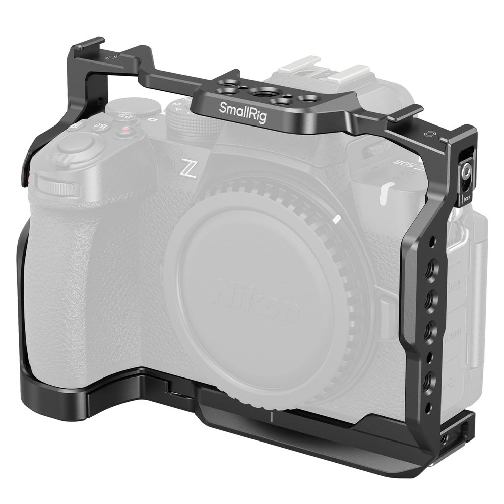 SMALLRIG Z50 II Cage for Nikon Z50 II, Aluminum Alloy Camera Cage with Dual Cold Shoe Mount, 1/4''-20 Threaded Holes, NATO Rail,QD Ports, Quick Release Plate for Arca-Swiss - 4980