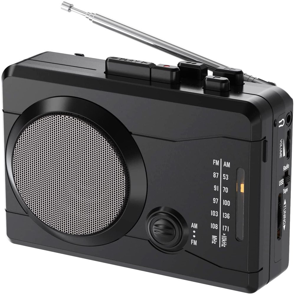 Portable Cassette Player & Recorder, Cassette Tape to MP3 Digital Converter, AM/FM Radio Station, Reverse Recording - Record from PC to Blank Tapes