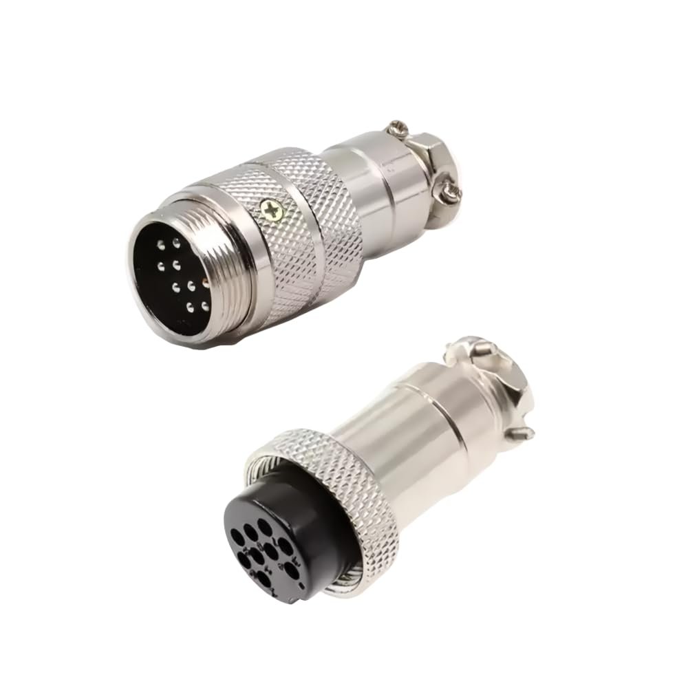2Pcs GX20 20mm 9Pin Docking Aviation Connector, Coupling Female Aviation Socket + Male Plug Kit Panel Metal Wire Connector