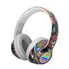 QERMXYRI Bluetooth Headset, Graffiti Headphones Bluetooth 5.1 DJ Headset Wireless Gamer with Mic RGB LED Light for Kids PC Gamer Earphone Support TF Card(White) view 1