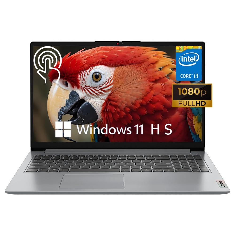 Lenovo Ideapad 1i 15.6" Touch Laptop, Intel Core i3-1215U, 15.6'' FHD Touchscreen Display, 8GB RAM, 256GB SSD, Intel UHD Graphics,Wi-Fi, HDMI, Windows 11 Home, Cloud Gray (Renewed)