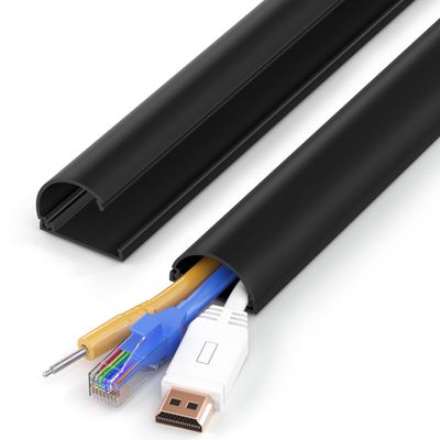 Cord Hider 34in (2X L17in), ZhiYo Cable Hider for 2-4 Cords, Cord Covers Wire Covers for Cords Wall Mount TV, Cable Cover Wall Wire Hider for Cords, Cable Raceway Black, W1.4in x H0.7in