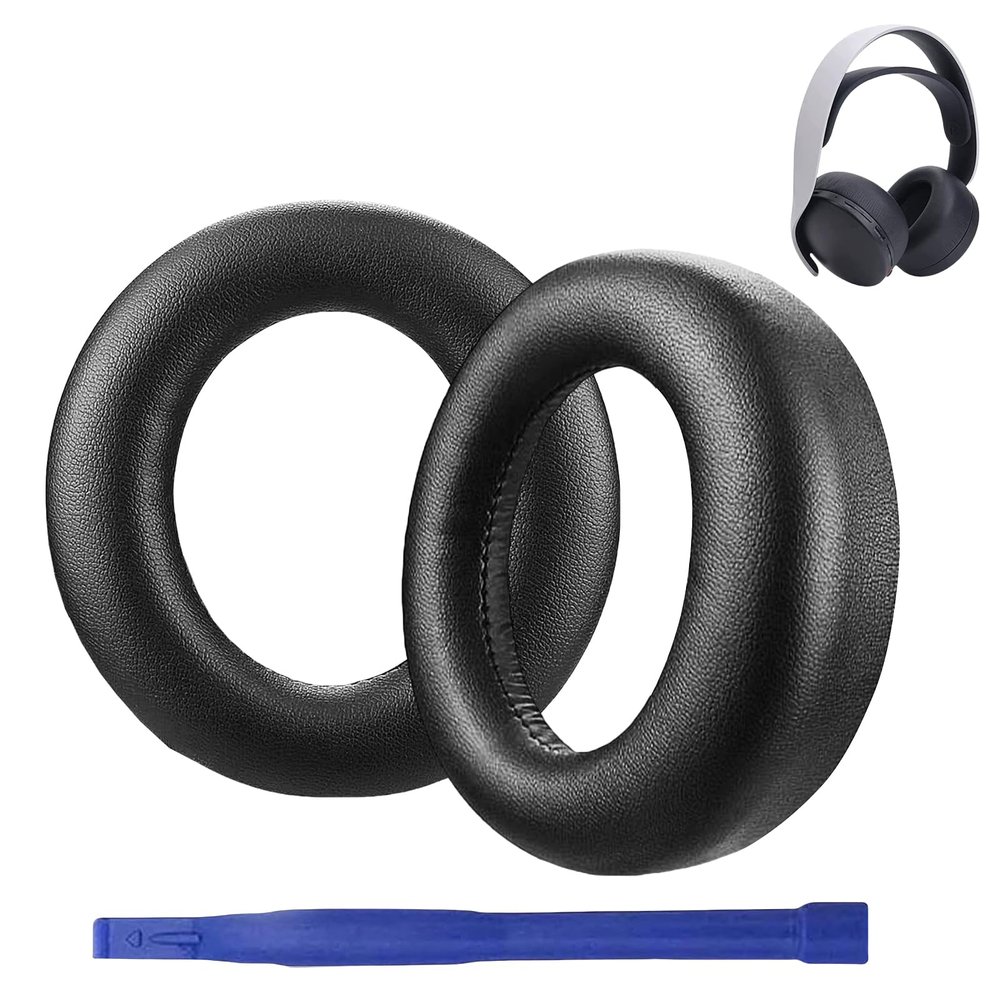 1 Pair Ear Pads Replacement, Earpads Cushions for Sony PlayStation 5 Pulse PS5 3D Wireless Headset, with Noise Isolation Foam, Soft Protein Leather