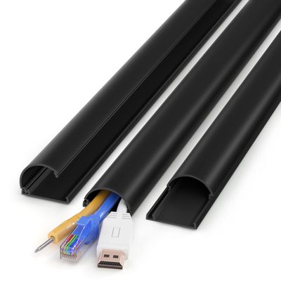 Cord Hider 102in (6X L17in) Cable Hider for 2-4 Cords, Cord Covers for Wires on Wall, Wire Covers for Cords Wall Mount TV, Cable Cover Wall Wire Hider for Cords, Cable Raceway Black W1.4inxH0.7in