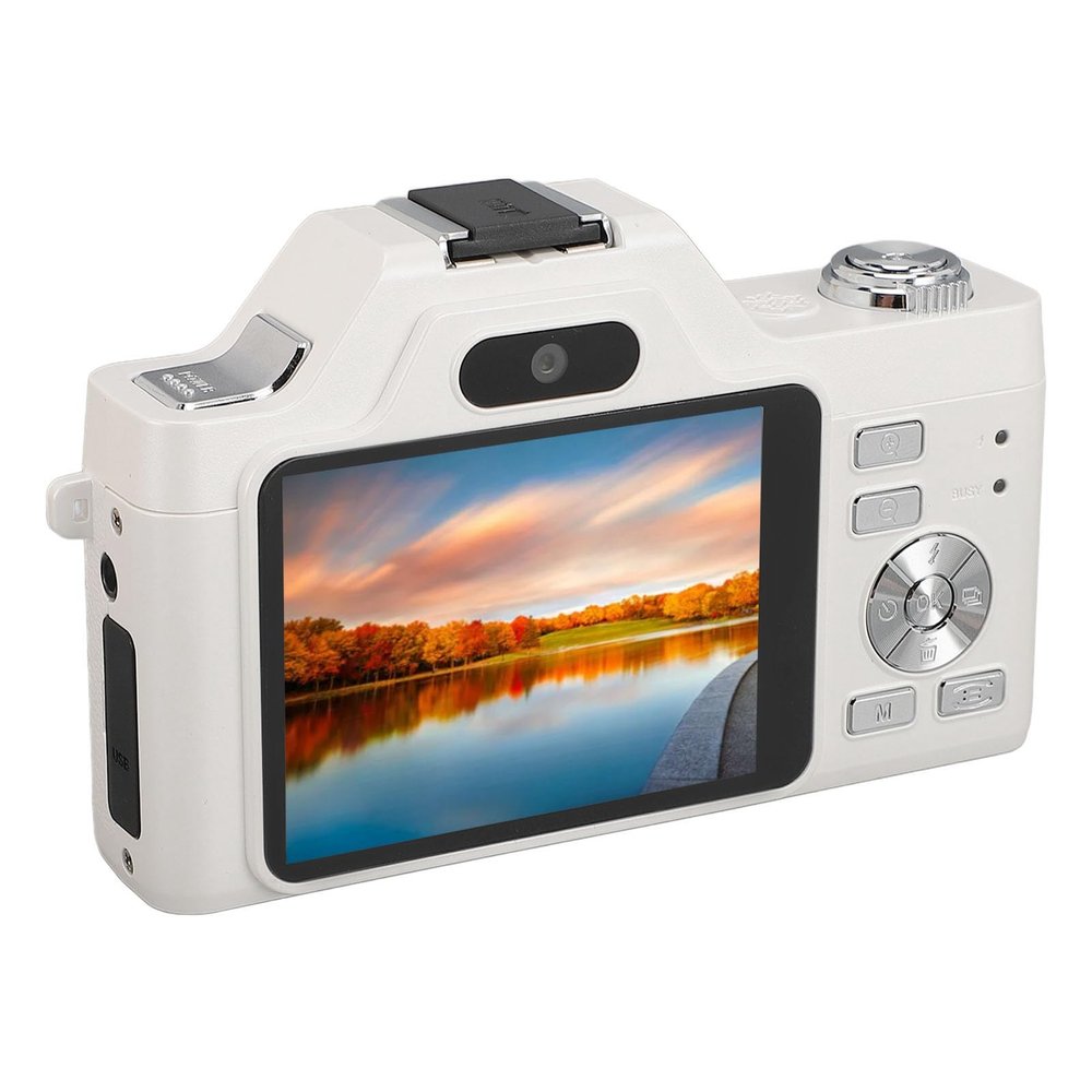 4K 58MP Digital Camera, Auto Focus Anti Shake Face Detection, Wide Angle Macro Lens, 20x Zoom, 2.88" LCD Screen Vlogging Camera for Live Streaming, White