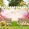 Meiguiman Easter Garage Door Cover 7x16ft Spring Easter Backdrop Bunny Eggs Garage Door Decorations Banner Fower Garden Rainbow Background Outdoor Large Decor view 4