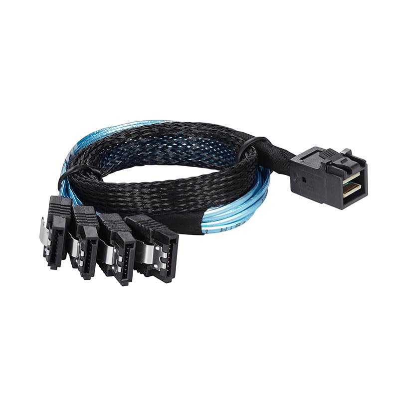 1M Mini SAS HD 12G SFF8643 to 4 SATA Internal Cable for SFF 8643 Motherboard Controller to 4 SATA Hard Drive Server